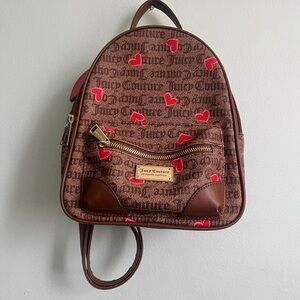 Juicy Couture Brown Backpack with Red Hearts